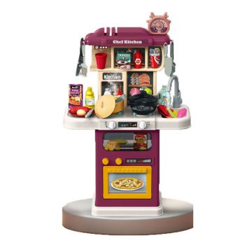 Bucatarie Little Chef cu abur si apa curenta 64 piese