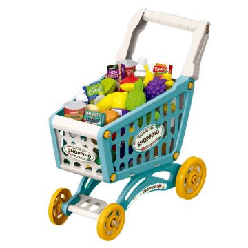 Carucior de cumparaturi albastru 56 piese