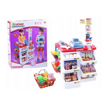 Set de joaca, Jokomisiada, Supermarket, Cu casa de marcat, Cos, Accesorii, 24 piese, 3 ani+, Multicolor