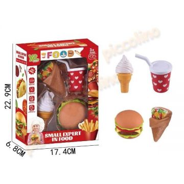 Set mancare cu hamburger si inghetata